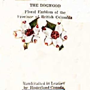 EARRINGS, VINTAGE LEATHER DOGWOOD FLOWER HAND MADE, HINTERLAND CANADA, 1962,